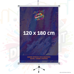Banner 120 x 180 cm   4x0  Bastão, Cordão e Ponteira 