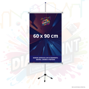 Banner 60 x 90 cm   4x0  Bastão, Cordão e Ponteira 