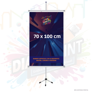 Banner 70 x 100 cm   4x0  Bastão, Cordão e Ponteira 