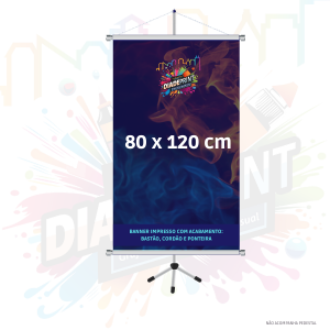 Banner 80 x 120 cm   4x0  Bastão, Cordão e Ponteira 