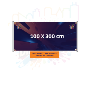 FAIXA 100 x 300 cm   4x0  Bastão, ilhós e ponteira. 